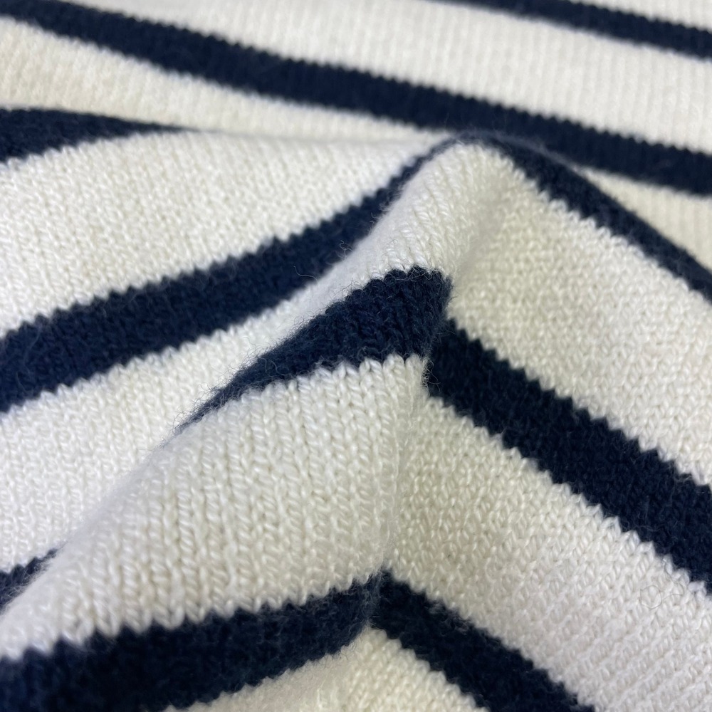 J. Jill Womens Small Tall Striped Button Shoulder Crewneck Sweater Cream Navy - Picture 9 of 15